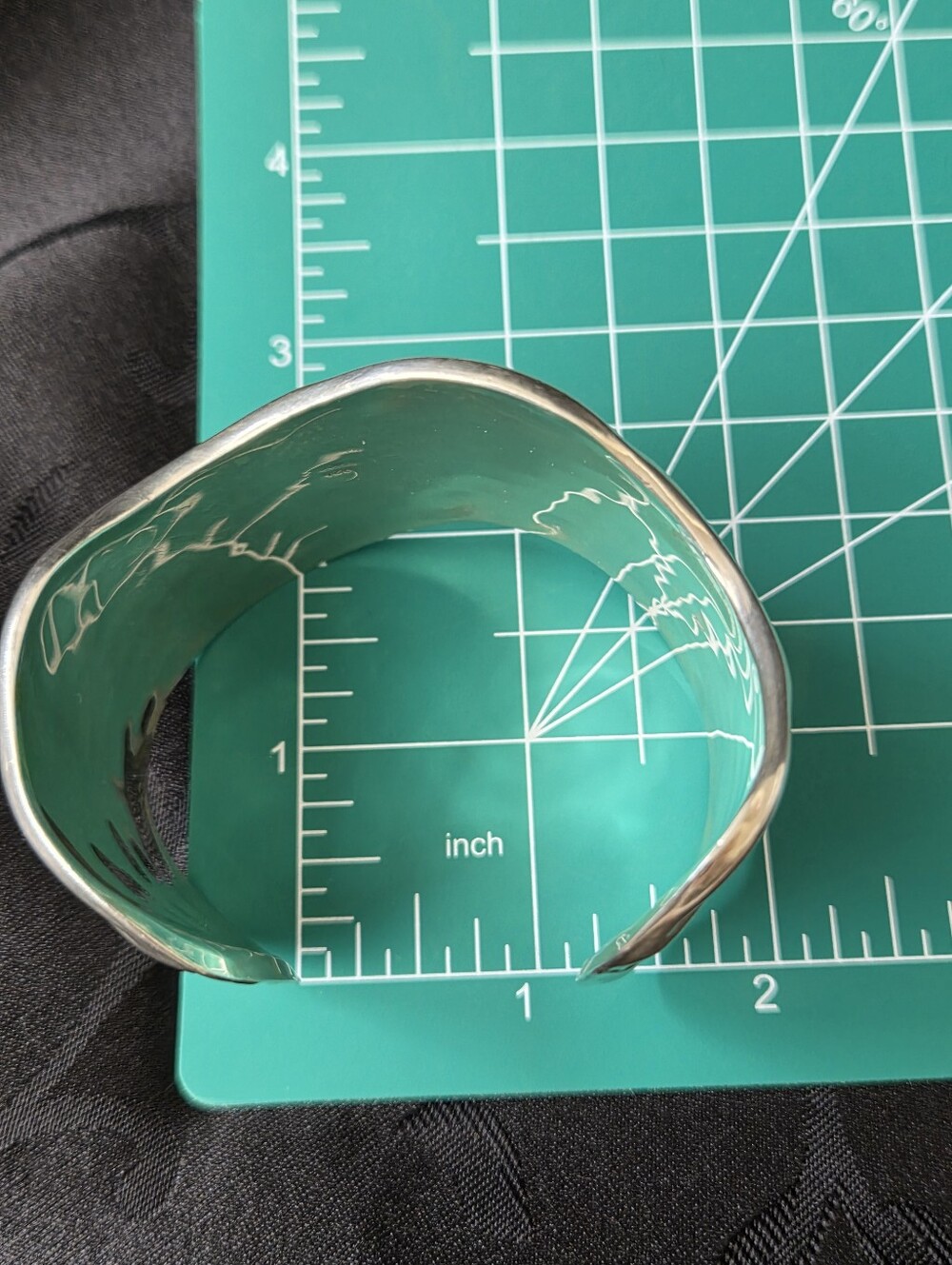 Vintage Sterling Silver Ribbed Beveled Wavy 4cm Wide Cuff Statement Bracelet 64g - Picture 13 of 17